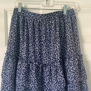 J Crew Blue and White Floral Skirt